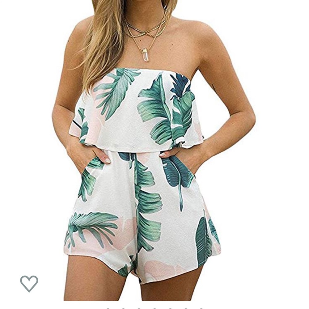Strapless Floral Romper